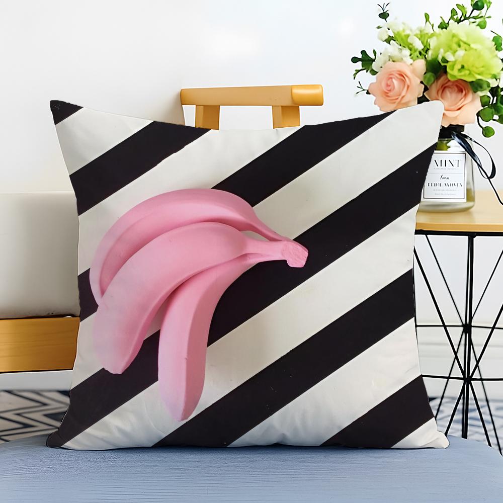 Casual daily Fresh Tropical Plant Fruits Cushion Cover Washable Linen Pillowcase Soft for Sofa Bed Cozy Home Room Decor