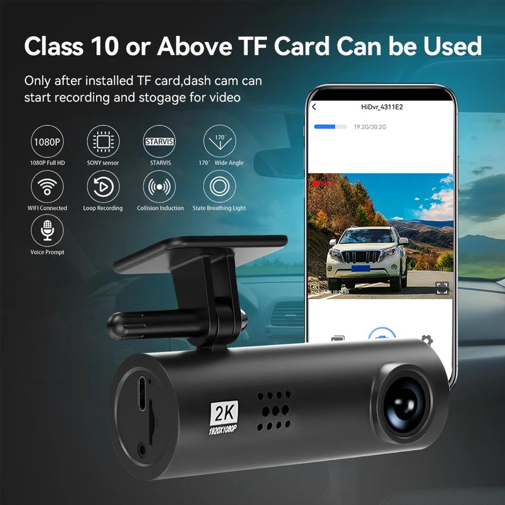 Автомобильный видеорегистратор 2K HD с WIFI DVR, автоматический регистратор, управление через приложение, черный ящик с функцией голосового управления WIFI, круглосуточный мониторинг парковки, автомобильные аксессуары