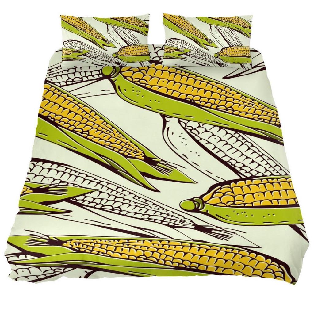 3D Комплект постельного белья с кукурузой 3 предмета для детей, мальчиков, девочек, наволочка с принтом акварельной кукурузы, ботанический полиэстеровый комплект пододеяльника