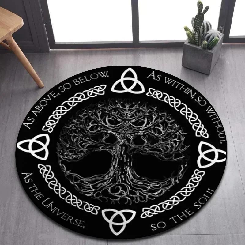 Viking Valknut Yggdrasil Tree of Life круглый ковер, ковер для гостиной, спальни, дивана, декор игровой комнаты, нескользящий напольный коврик