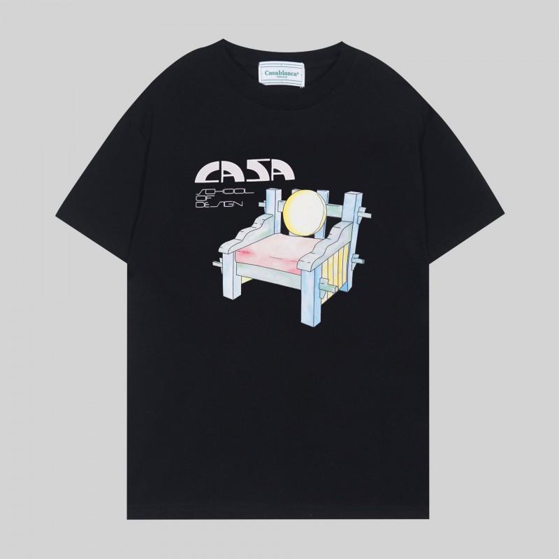 Casablanca Tropical Fruit Print Short Sleeve T-Shirt Teen Boys Casual Loose Fit Crewneck Tee
