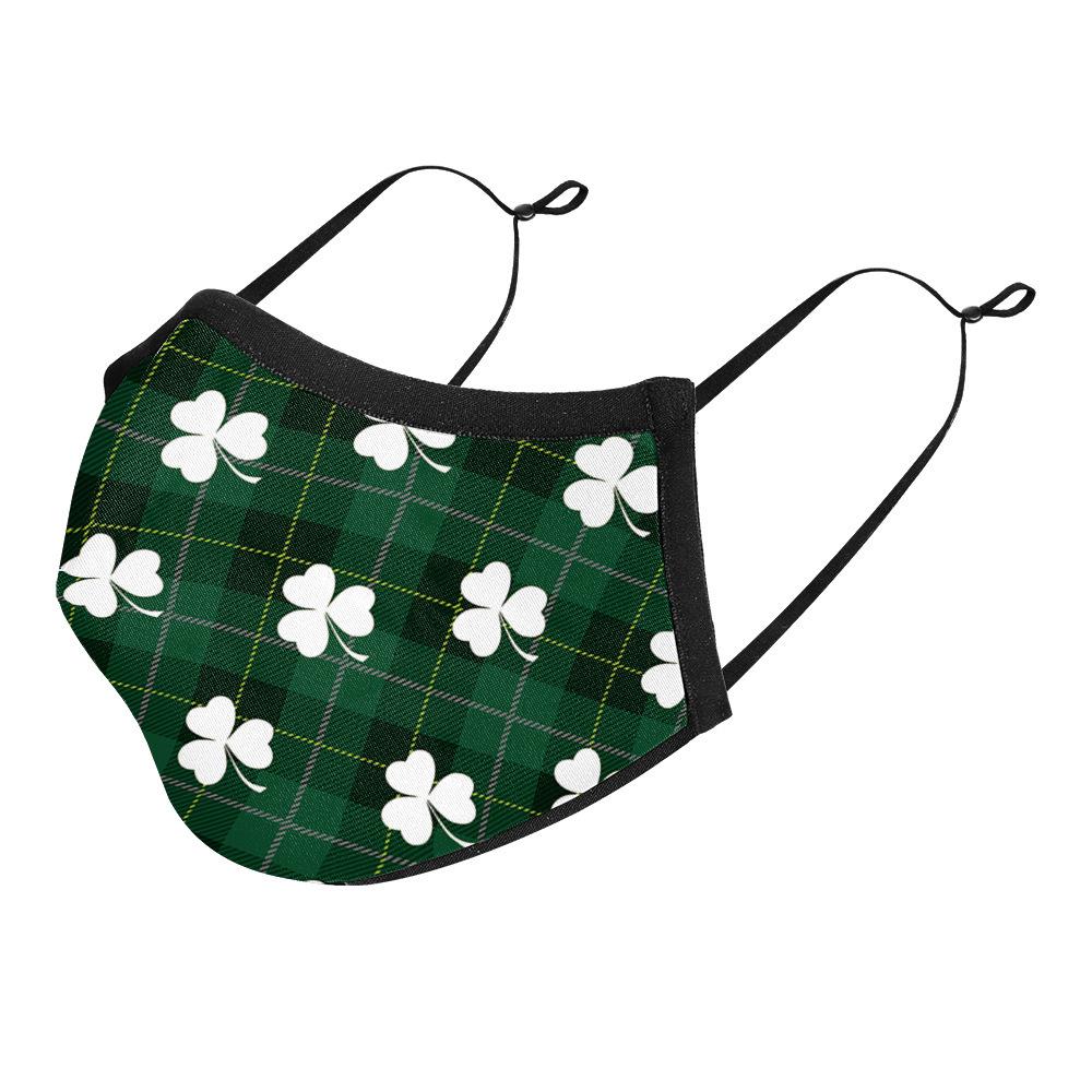 Irish Festival Shamrock Print Sun Protection Breathable Face Mask - Adult Double Layer