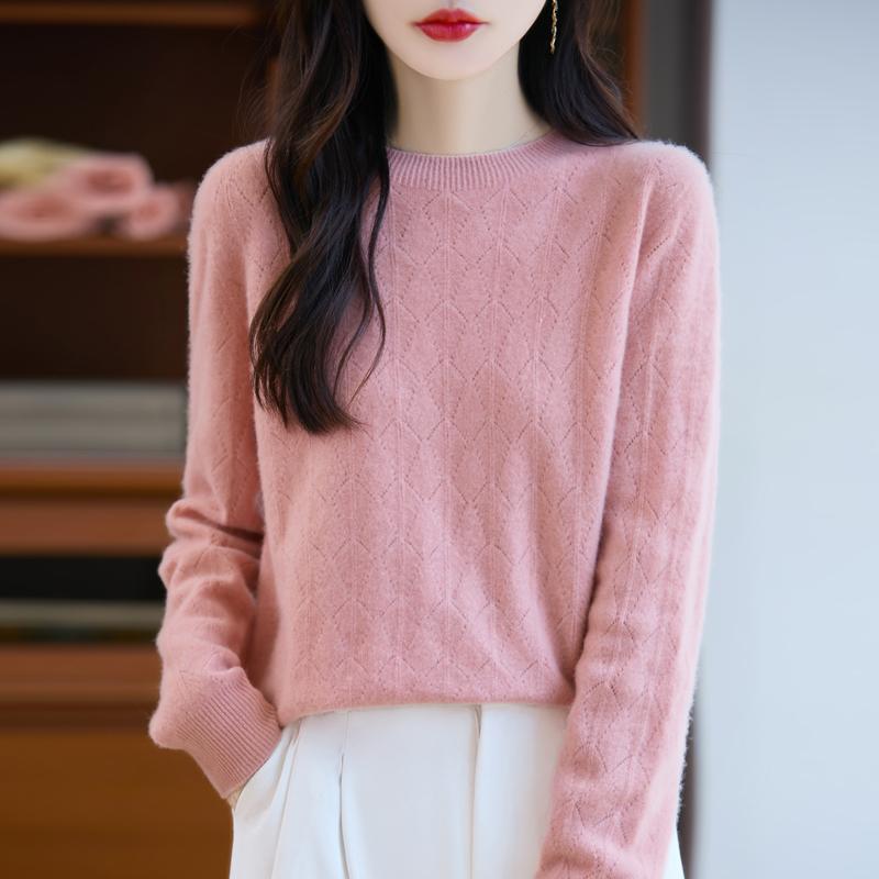 Women's Cashmere Sweater Qinghe Cashmere 30% Cashmere 70% Wool Autumn and Winter Pullover Warm and Fashionable