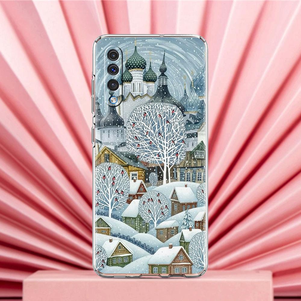 Чехол для Samsung A56 A36 A26 A24 A16 A14 A12 A32 A50 A70 A20E A22 A40 A34 A54 A42 A52 5G A04s A06 Обложка Мультяшный Рождественский Стиль