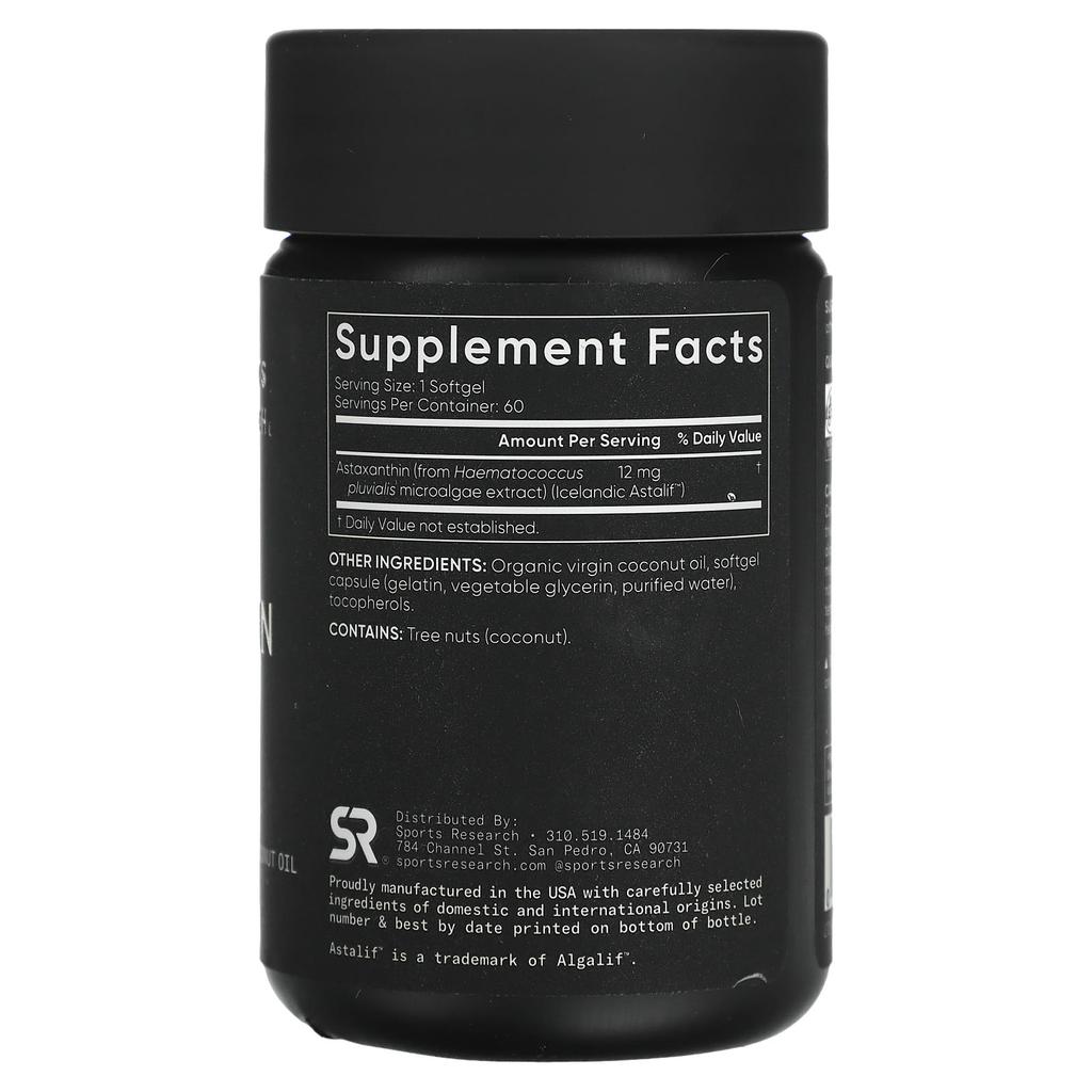 Astaxanthin, Triple Strength, 12Mg, 60 Softgels