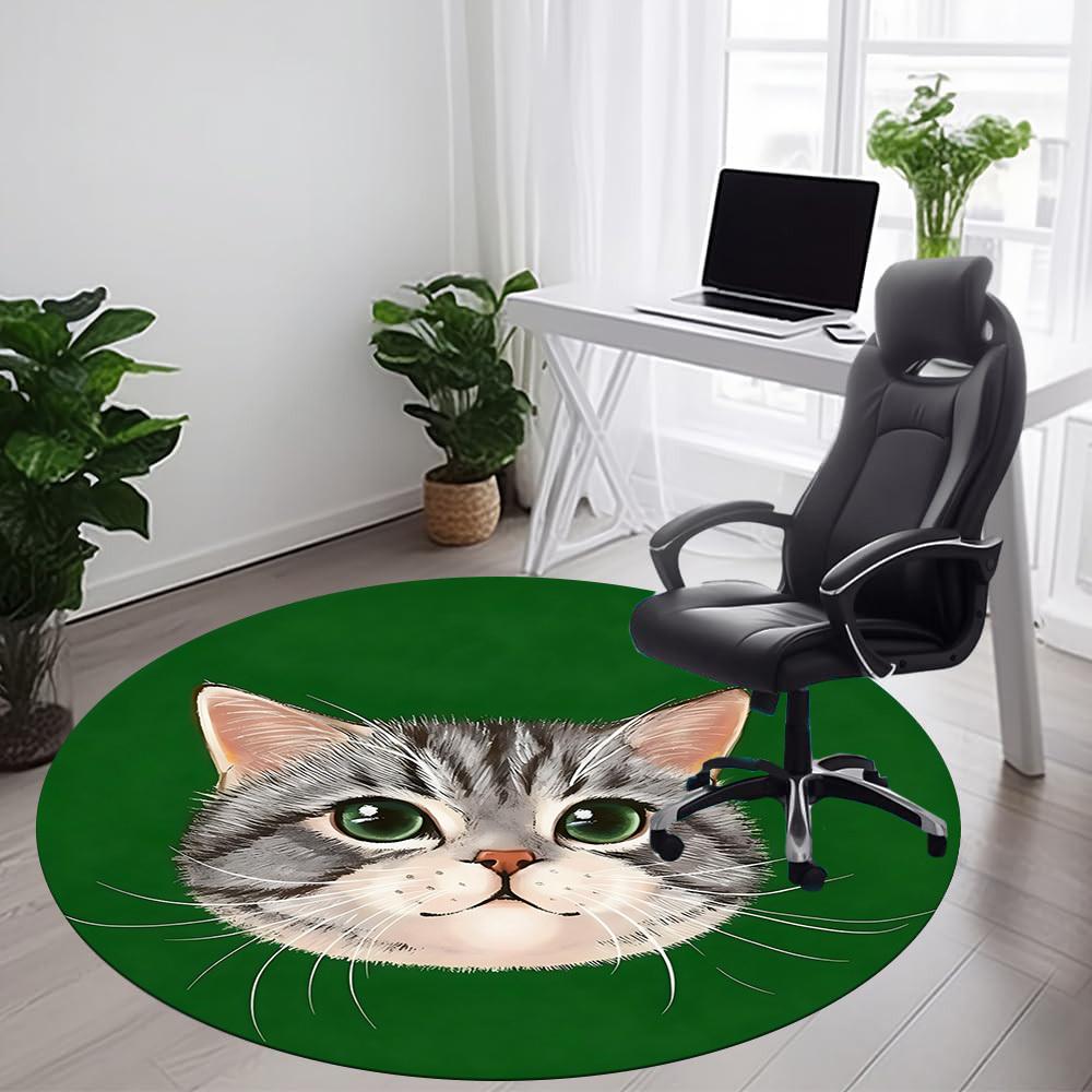 1PC Cat Whiskers Office Round Area Rug,  Mat Suitable ForOffice, Under Office Chairs Bedroom Living Room Home Decor, Room Deco