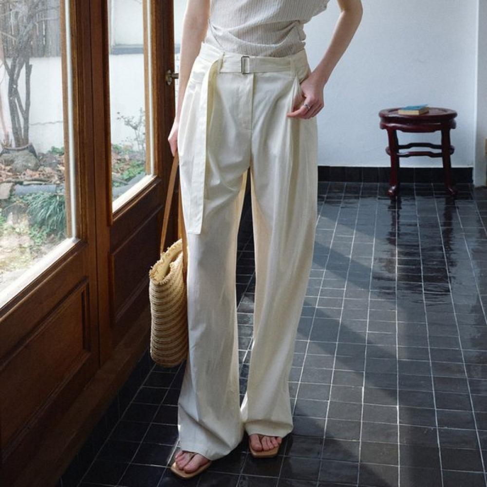 On On Women Twotuck Semi Wide Belt Pants New6ml408