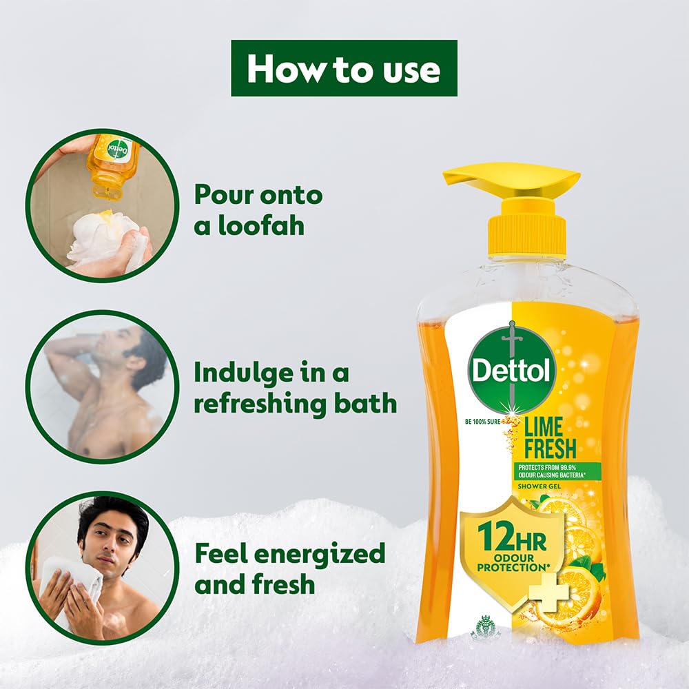 Dettol Body Wash and Shower Gel, Lime fresh-500ml,Pack Of 2
