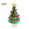 Colorful Glass Tree for Home Glazed Christmas Figurine with Star Moon Decor, Rotating Handmade Ornament Wire Wrapped Desk Mini Holiday Tabletop