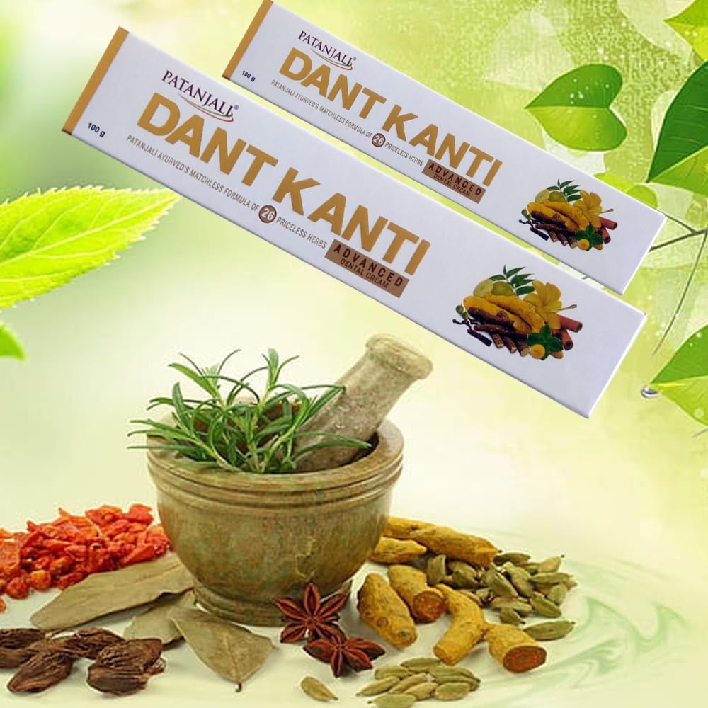 Patanjali Продвинутая зубная паста для глубокой очистки 100 г X Упаковка из 2 шт. Зубная паста с фтором для ежедневного ухода за полостью рта Свежее дыхание
