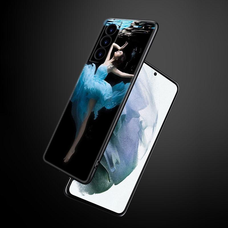 Чехол для телефона с балериной для Samsung Galaxy S22 Pro S21 S20 Ultra FE S10 Lite 5G S10E S9 S8 Plus Мягкий ТПУ Черный чехол