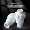 White PVC Ball Check Valve for Water Pipes, Fish Tank Fitting, Sizes: 1 inch, 25, 32, 40, 50 mm