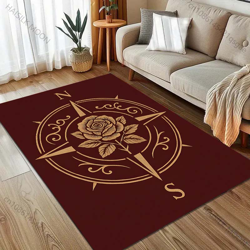 Multiple sizes Compass rose design Carpet for Living Room Bedroom Sofa Home Decor Rus Non-slip Floor Mat Luxury Gift