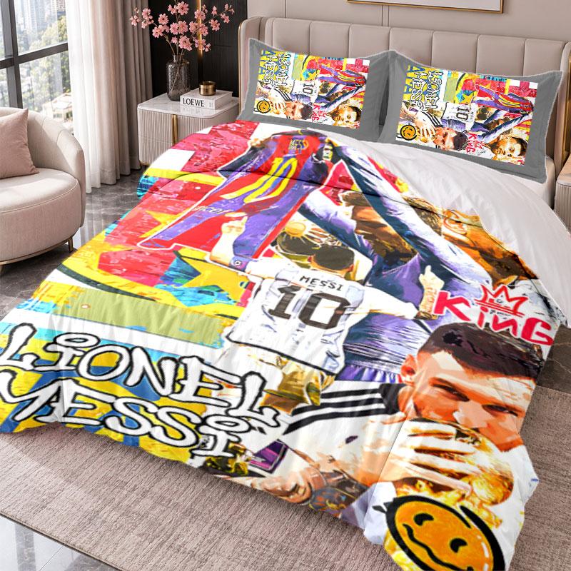 Messi 3Pcs Bedding Set Duvet Cover With Two Pillowcases For Bedroom Home Decoration