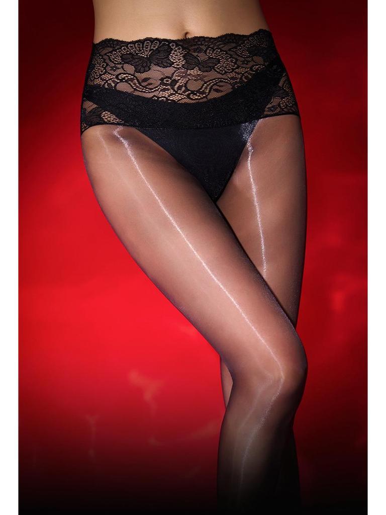 Сицилия Аврора Бесшовные черные кружевные трусики-колготки с завышенной талией - Супертонкие и шелковистые летние чулки
