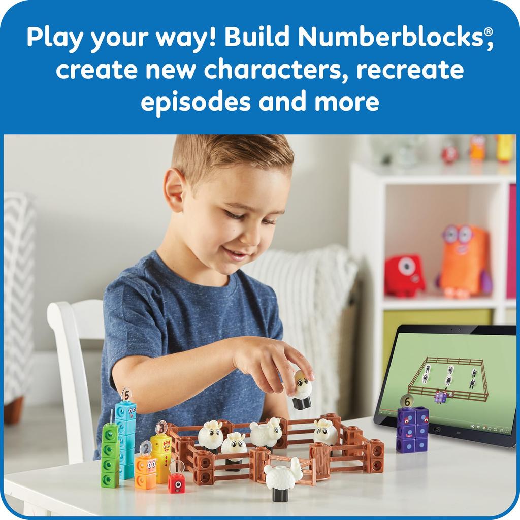 Набор кубиков MathLink Numberblocks, Numberblocks Овечка, Образовательный, Аутентичный, Ферма, Игра, Игрушка, 96093,