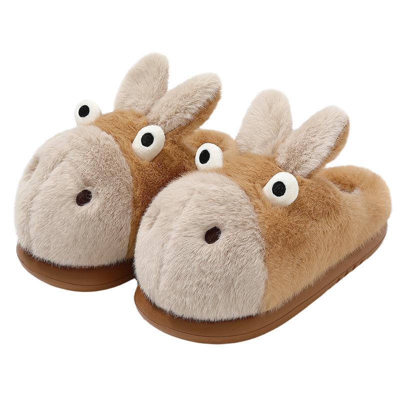 Милые мультяшные хлопковые тапочки зимние домашние бархатные теплые парные комнатные нескользящие пушистые тапочки
