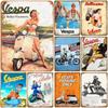 Plaque Metal Signs Vespa Motorcycle Wall Decoration Vintage Art Posters Iron Painting for Man Cave Home Cafe Garden Club Bar