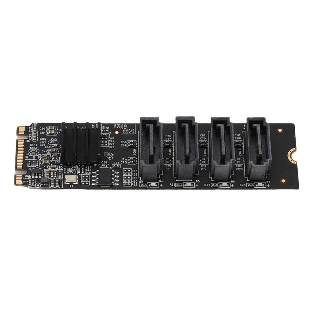 M.2 to Serial ATA3.0 Adapter Card ASM1166 M.2 M Key B Key PCI E 3.0 NVME Expansion Card with Smart Indicator Supports