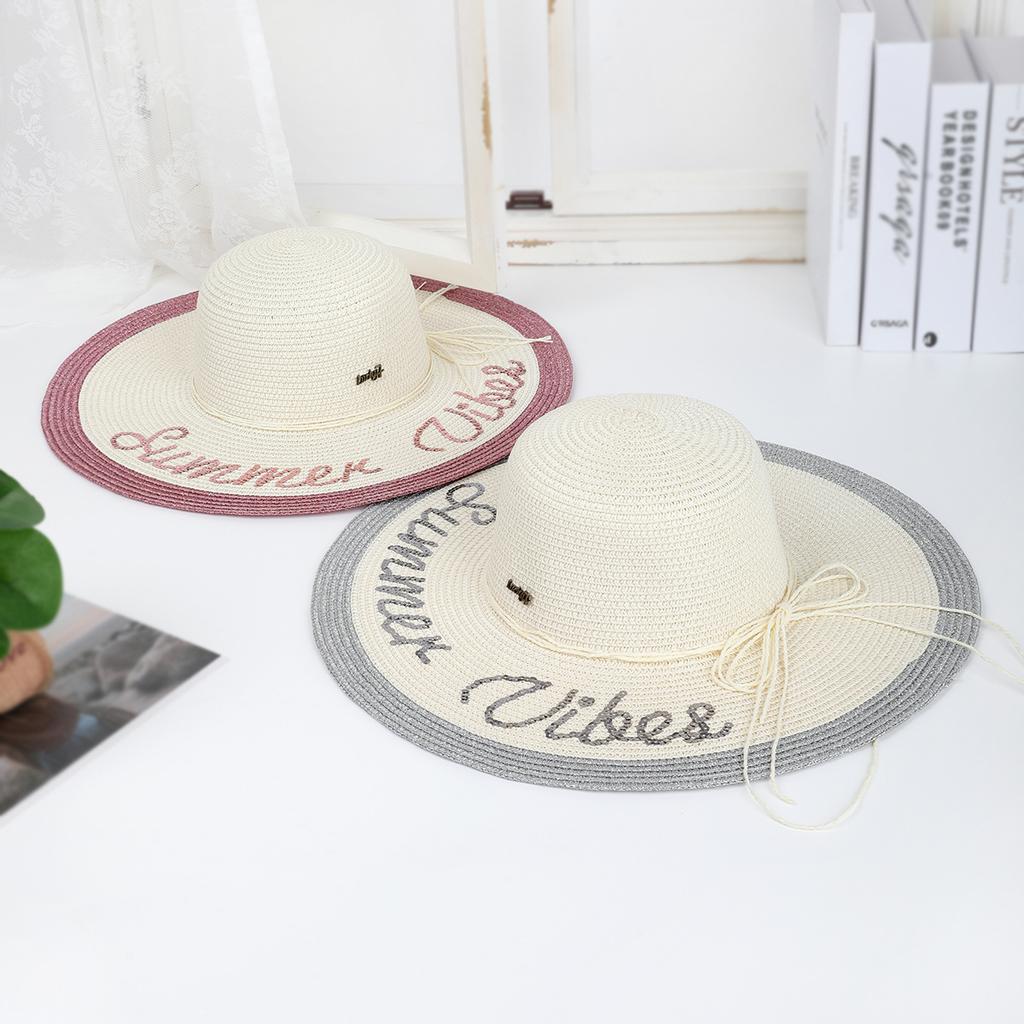 Beach hat women's summer sun hat big eaves hat embroidered sequins beach straw hat summer sun hat
