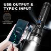 2000LM Powerful LED Flashlight Built in 18650 Battery USB Rechargeable Hand light Waterproof Zoom Torch for Camping Work Light