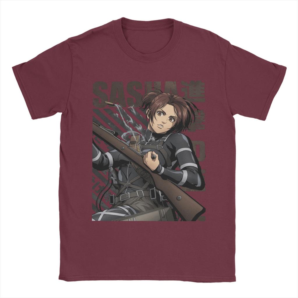 Новинка Shingeki no Kyojin Саша Атака Титанов Футболки для мужчин Круглый вырез Чистый хлопок Футболки AOT Футболки с коротким рукавом Новые топы