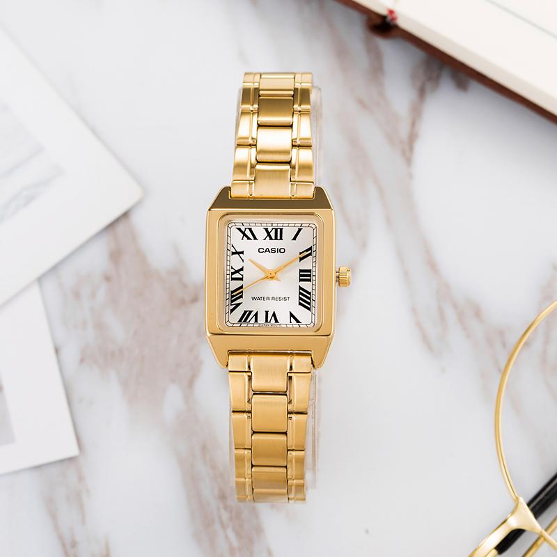Casio Серия STANDARD Модный Деловая Простой Элегантный Классический Стрелки Римская шкала Водонепроницаемый Кварцевый механизм Стальной ремешок LTP-V007G-9B