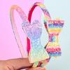 1PC Rainbow Hair Bows Headbands Girls Sparkly Bows Headband Hairbands Children Kids Party Hair Accessories