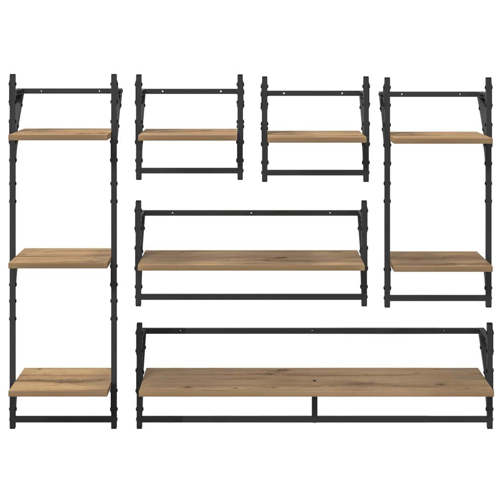 Wall Shelf Set with Shelf 6 pcs Artisan Oak 100 x 25 x 30 cm