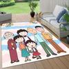 Chibi Maruko‑chan Flannel Pattern Square Carpet,Area Rug,Carpet Rug for Living Room Bedroom Sofa Playroom Decor,Non-slip Floor Mat