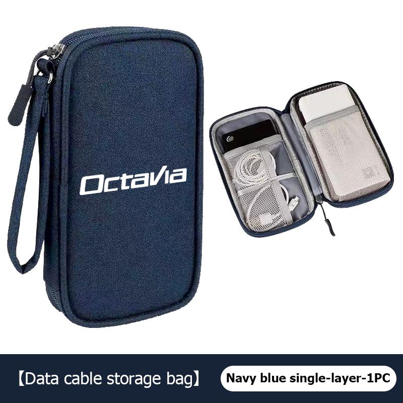 rjhwp8 Car Styling Digital Storage Bag Oxford Cloth Cable Tools Travel Purse For Skoda Kodiaq Fabia Kamiq Karoq Octavia 2 3 Rapid Scala
