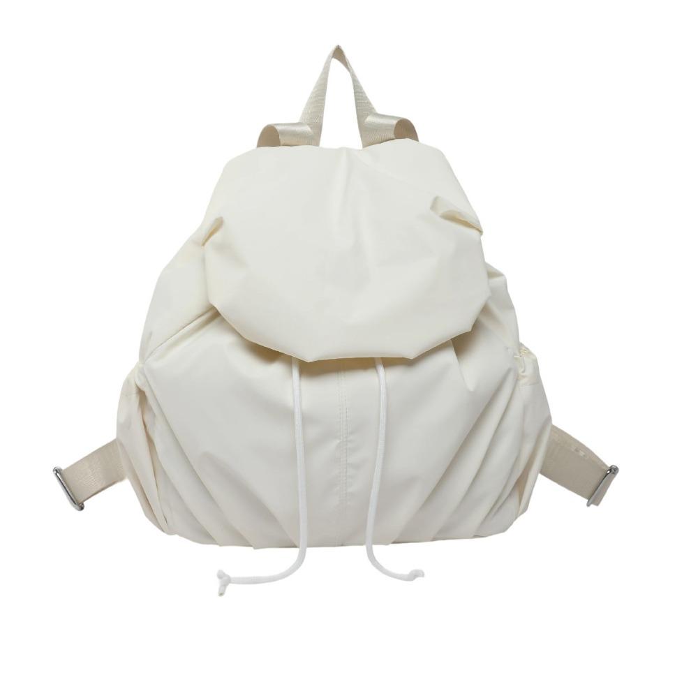 Pleated Drawstring Backpack Flap Sports Shoulders Bag Fashion Nylon Backpack Travel