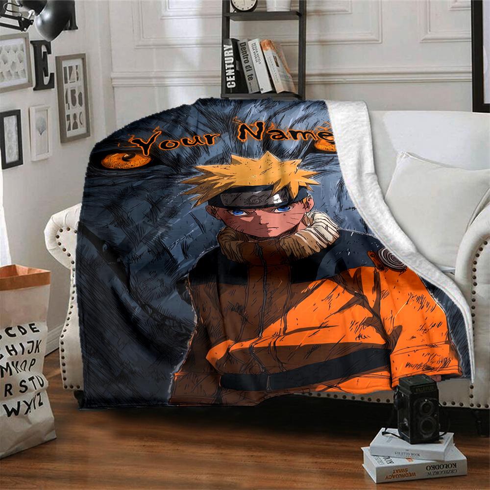 Naruto Character Customize Your Name Blanket Lightweight Personalized Blanket Durable Comfort Perfect for Chair Bed Couch Picnics Ideal for All Season