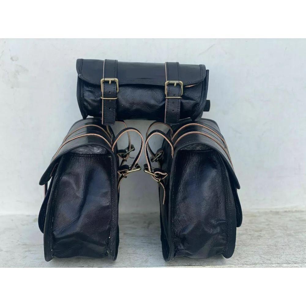 Кожаные сумки для мотоциклов, сумки-мешки, багажники, набор из 3 предметов, новые, черные