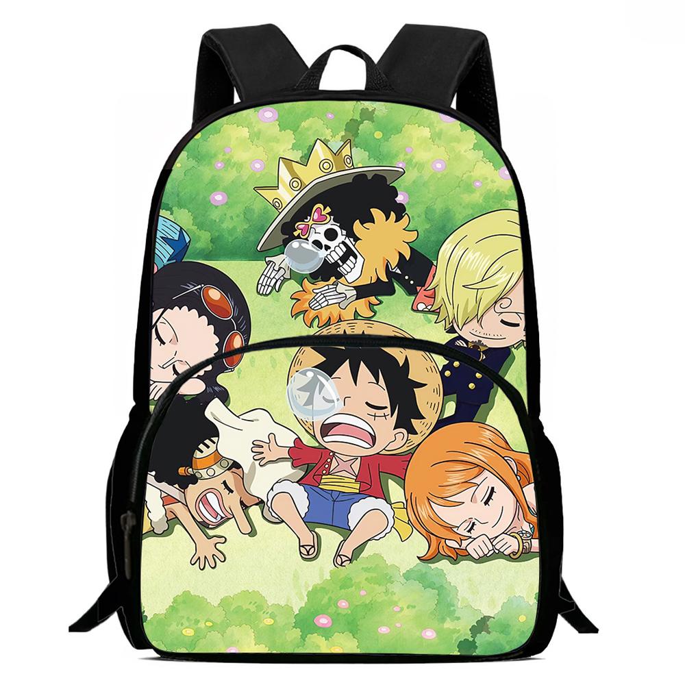 Рюкзак One Piece 15 дюймов с передним карманом для мальчиков и девочек, лучший подарок, легкий, прочный, мультяшный школьный рюкзак для детей, для путешествий