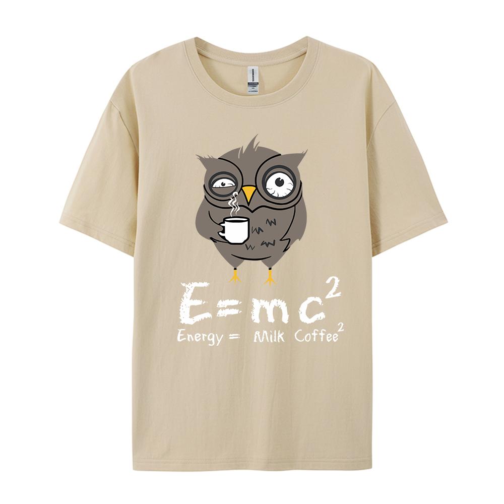 Мужская женская футболка E MC2 Energy Milk Coffee Pattern Shirts Street Fashion Cotton Short-shirts Top Clothing