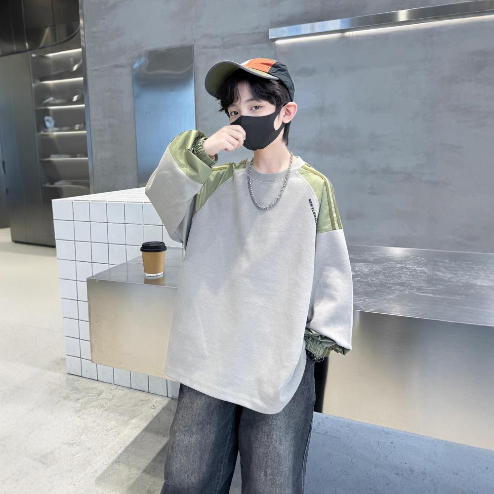 Повседневная футболка с длинными рукавами для мальчиков 2025 года, детская красивая толстовка с капюшоном