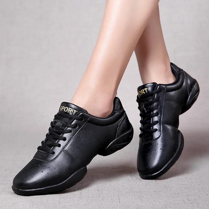 2025Dance Shoes Woman Ladies Modern Soft Outsole Jazz Sneakers Aerobics Breathable Lightweight Female Dancing Fitness Sport