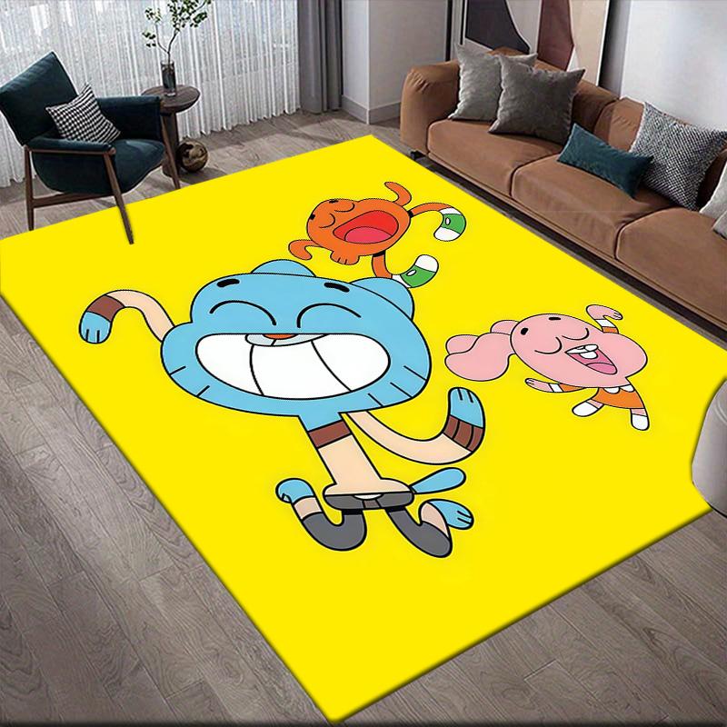 The Amazing World of Gumball2 Flannel Pattern Square Carpet,Area Rug,Carpet Rug for Living Room Bedroom Sofa Playroom Decor,Non-slip Floor Mat