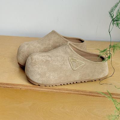 Модные осенние новые женские туфли на плоской подошве в ретро стиле однотонные женские шлепанцы с мягкой стелькой модные женские замшевые тапочки