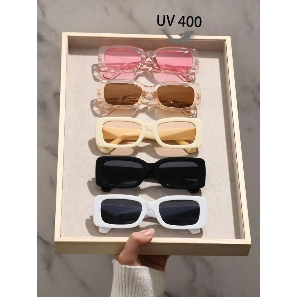 2/5 шт. S Пластиковые модные прямоугольные солнцезащитные очки для женщин и мужчин на каждый день, аксессуары для отпуска и пляжной вечеринки.