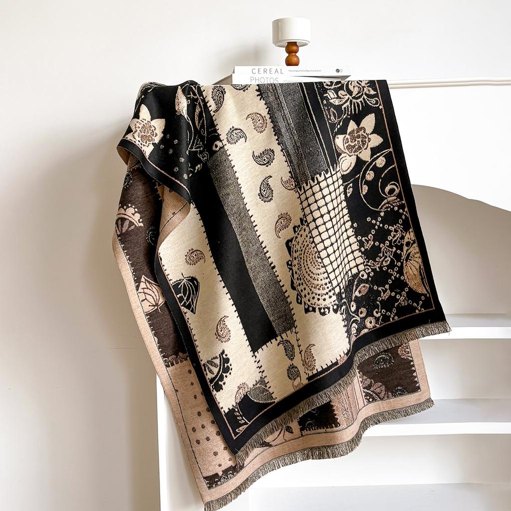 Women Designer Brand Winter Faux Cashmere Pashmina Shawl Large Wrap Imitation Cashmere Stole, Ultra Warm