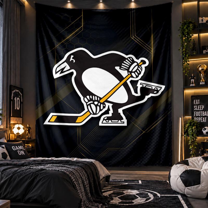 Wall Hanging Tapestry Pittsburgh Penguins Print Cloth for Living Room Bedroom Home Decor