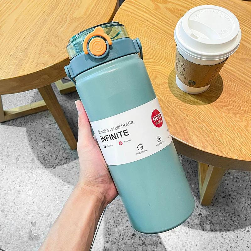 Bottle Stainless Steel Large Capacity Vacuum Flask With Straw Tumbler Cold Hot Drinks Cup Gym Drinkware