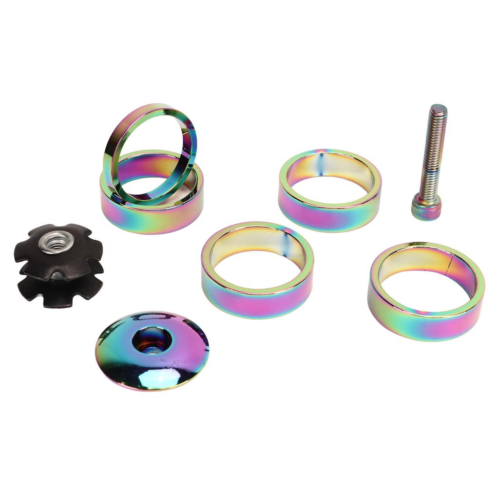 28.6mm Bike Headset Spacers Aluminum Alloy Colorful Stem Top Cap Headset Star Nut Set for Mountain