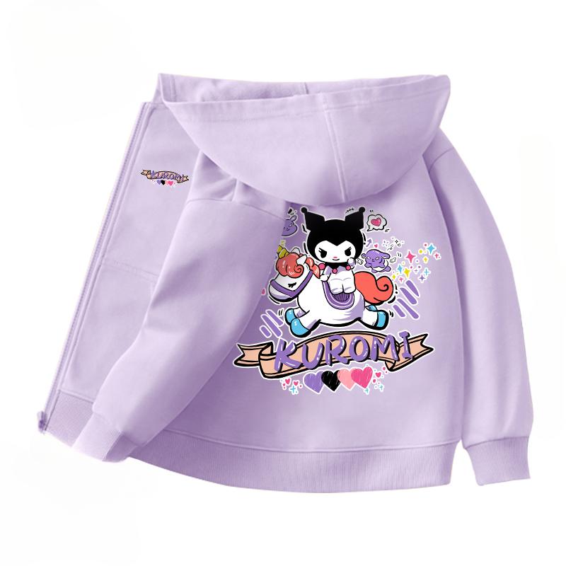 2025 MINISO Мягкая и милая Куроми Мультфильм Аниме периферия Мальчики и Девочки Толстовки с капюшоном на молнии Осень и Зима Модная детская толстовка с капюшоном на молнии