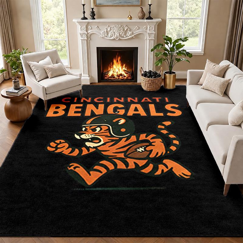 Cincinnati Bengals Carpet Door Mat for Living Room or Bedroom Protective Mat Under Chair Office Decoration Christmas Gift Birthday Present