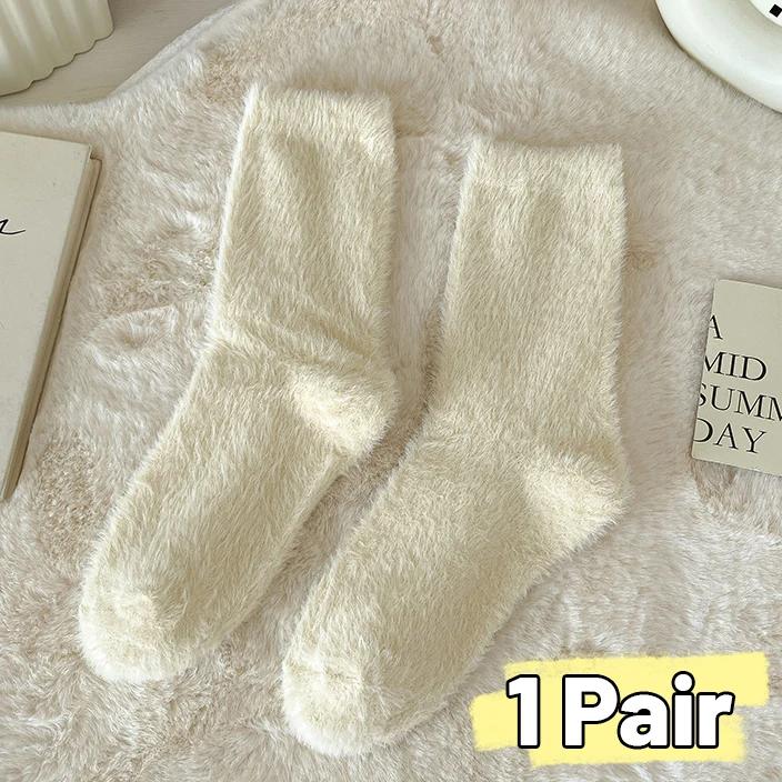 Мягкие носки из норки для женщин и девочек, зимние теплые утолщенные носки кораллового плюша, кавайные носки цвета конфет, теплые домашние носки для сна