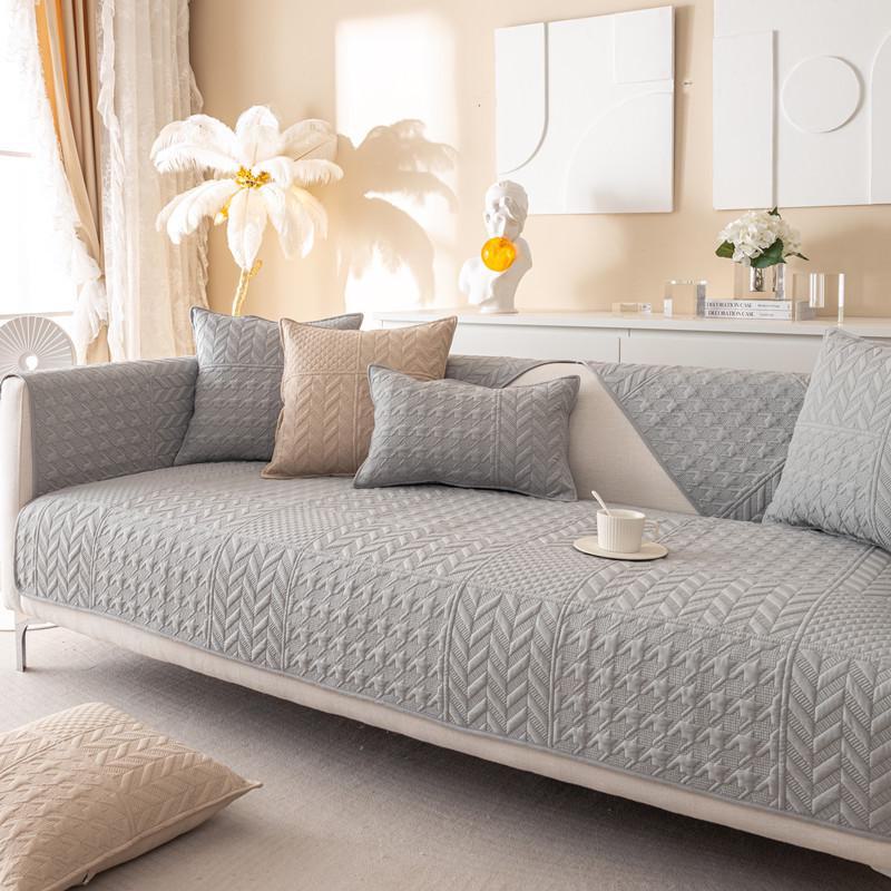 Подушка для дивана из отшлифованной ткани Nordic: Современный, нескользящий жаккардовый чехол, универсальный для всех сезонов