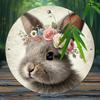 Retro Easter Rabbit Metal Tin Sign Round Wall Decor Rustic Holiday Party Home Garden Porch Decoration 2D Plaque